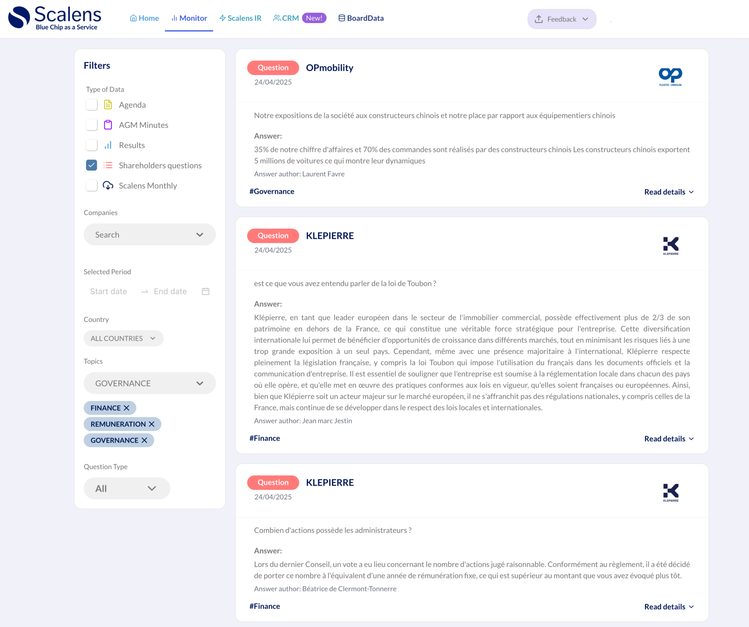 Scalens Monitor Interface